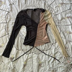 Jolie & Joy mesh color block long sleeve